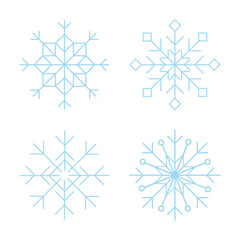 Snowflake decoration set. Snowflake symbols. Snow icon. Vector illustrator