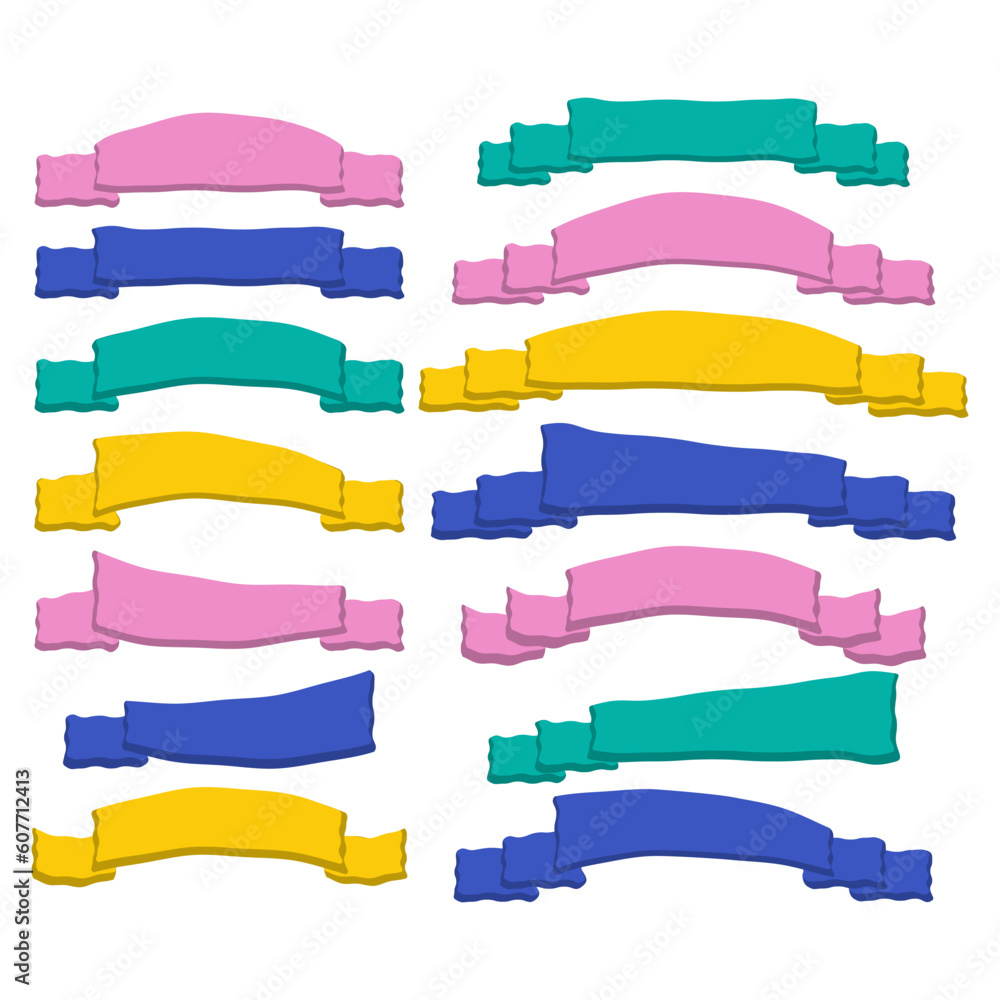 Poster set of colorful ribbon banners. different blank ribbons for text for the design of invitations, post