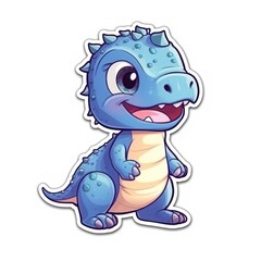 Obraz premium sticker with cute little dino character, ai tools generated image