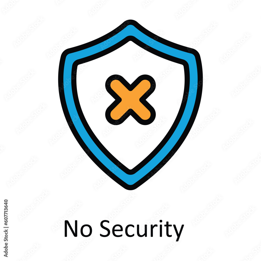 Poster no security vector fill outline icon design illustration. user interface symbol on white background 