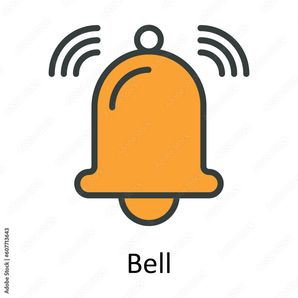 Aufkleber bell vector fill outline icon design illustration. user interface symbol on white background eps 10 