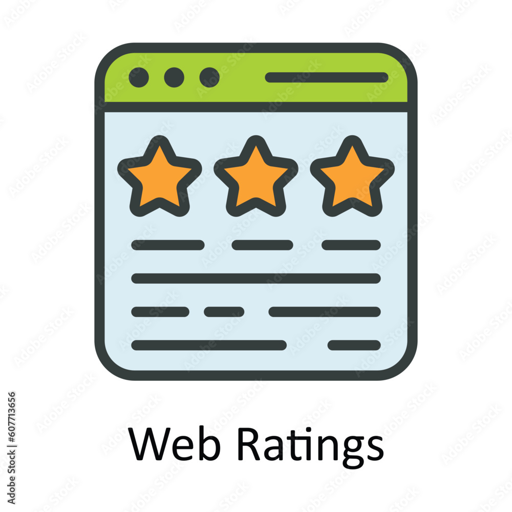 Poster web ratings vector fill outline icon design illustration. user interface symbol on white background 
