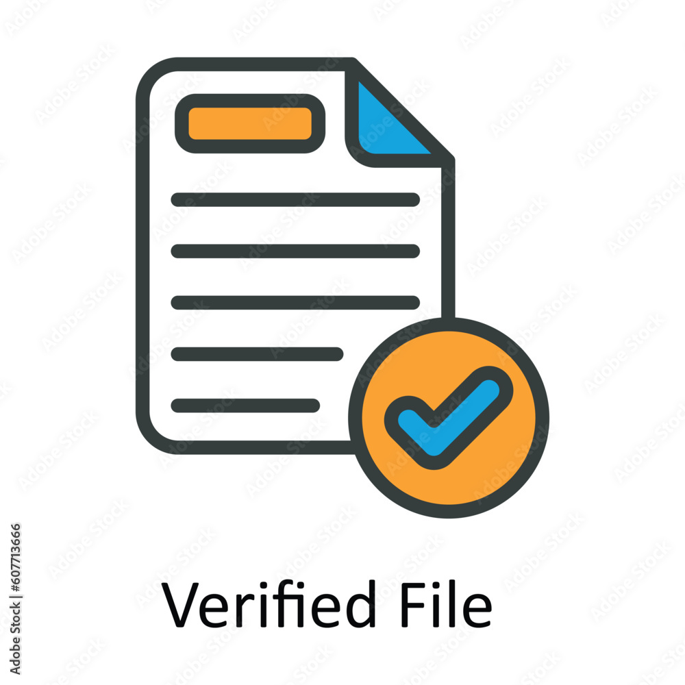 Poster verified file vector fill outline icon design illustration. user interface symbol on white backgroun