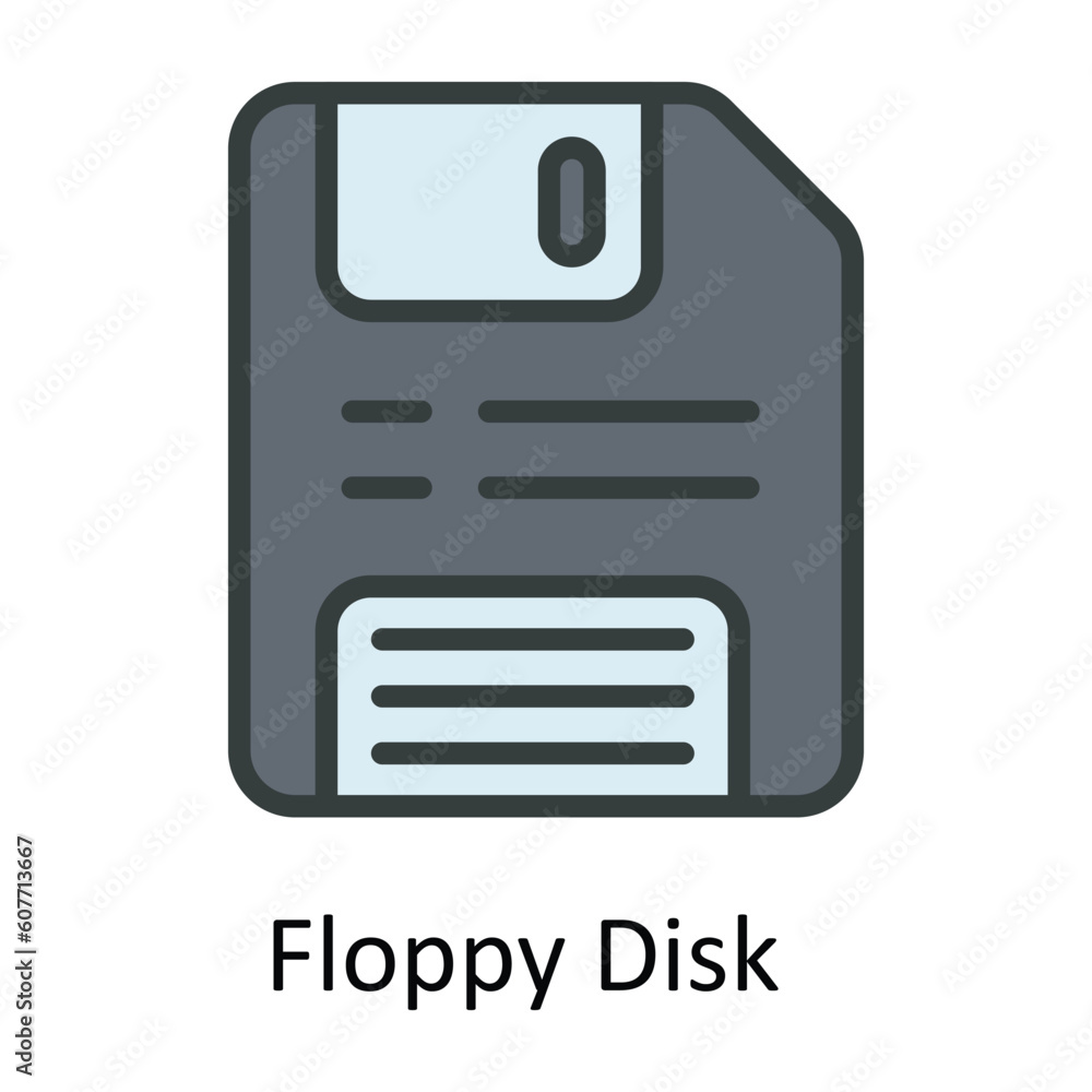 Poster floppy disk vector fill outline icon design illustration. user interface symbol on white background 
