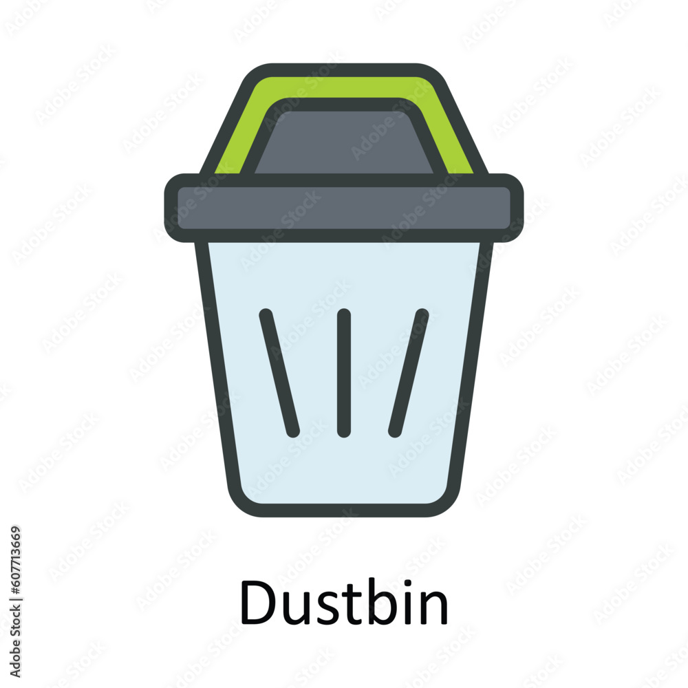Poster dustbin vector fill outline icon design illustration. user interface symbol on white background eps 