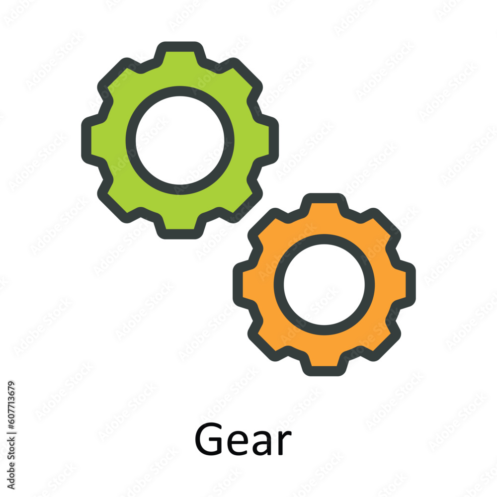 Poster gear vector fill outline icon design illustration. user interface symbol on white background eps 10 
