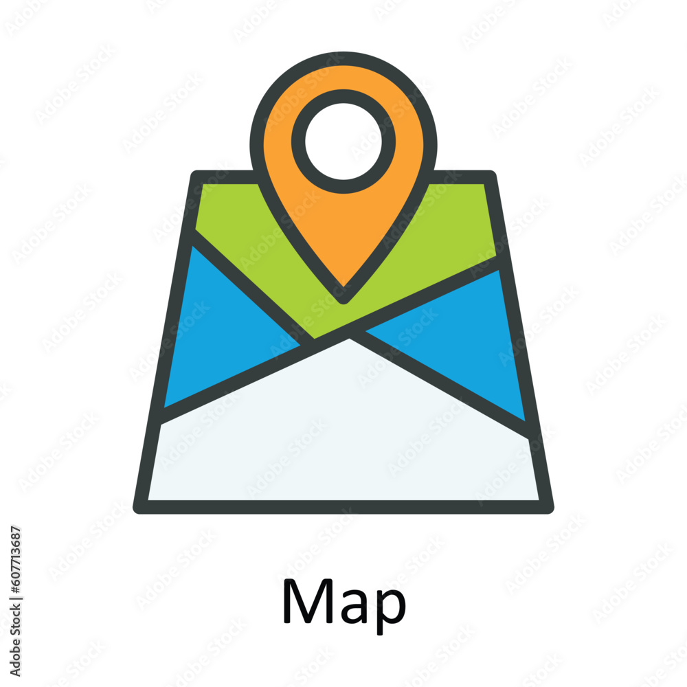 Poster map vector fill outline icon design illustration. user interface symbol on white background eps 10 f