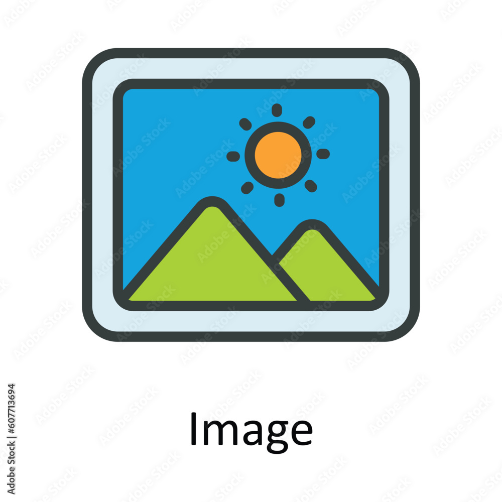 Poster image vector fill outline icon design illustration. user interface symbol on white background eps 10