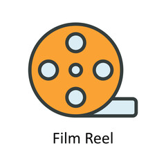 Film Reel Vector Fill outline Icon Design illustration. User interface Symbol on White background EPS 10 File