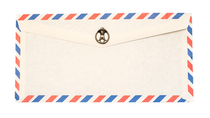 Obraz premium vintage paper envelope with old metallic soda Can ring pull isolated on the white