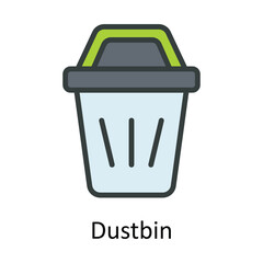 Dustbin Vector Fill outline Icon Design illustration. User interface Symbol on White background EPS 10 File
