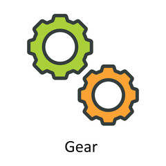 Gear  Vector Fill outline Icon Design illustration. User interface Symbol on White background EPS 10 File