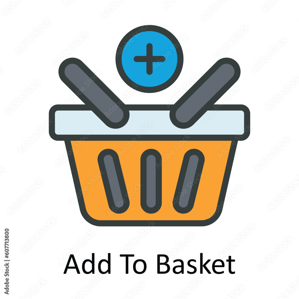 Poster add to basket vector fill outline icon design illustration. user interface symbol on white backgroun