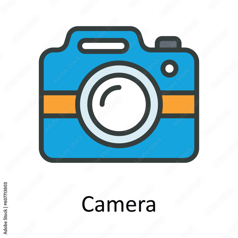 Poster camera vector fill outline icon design illustration. user interface symbol on white background eps 1