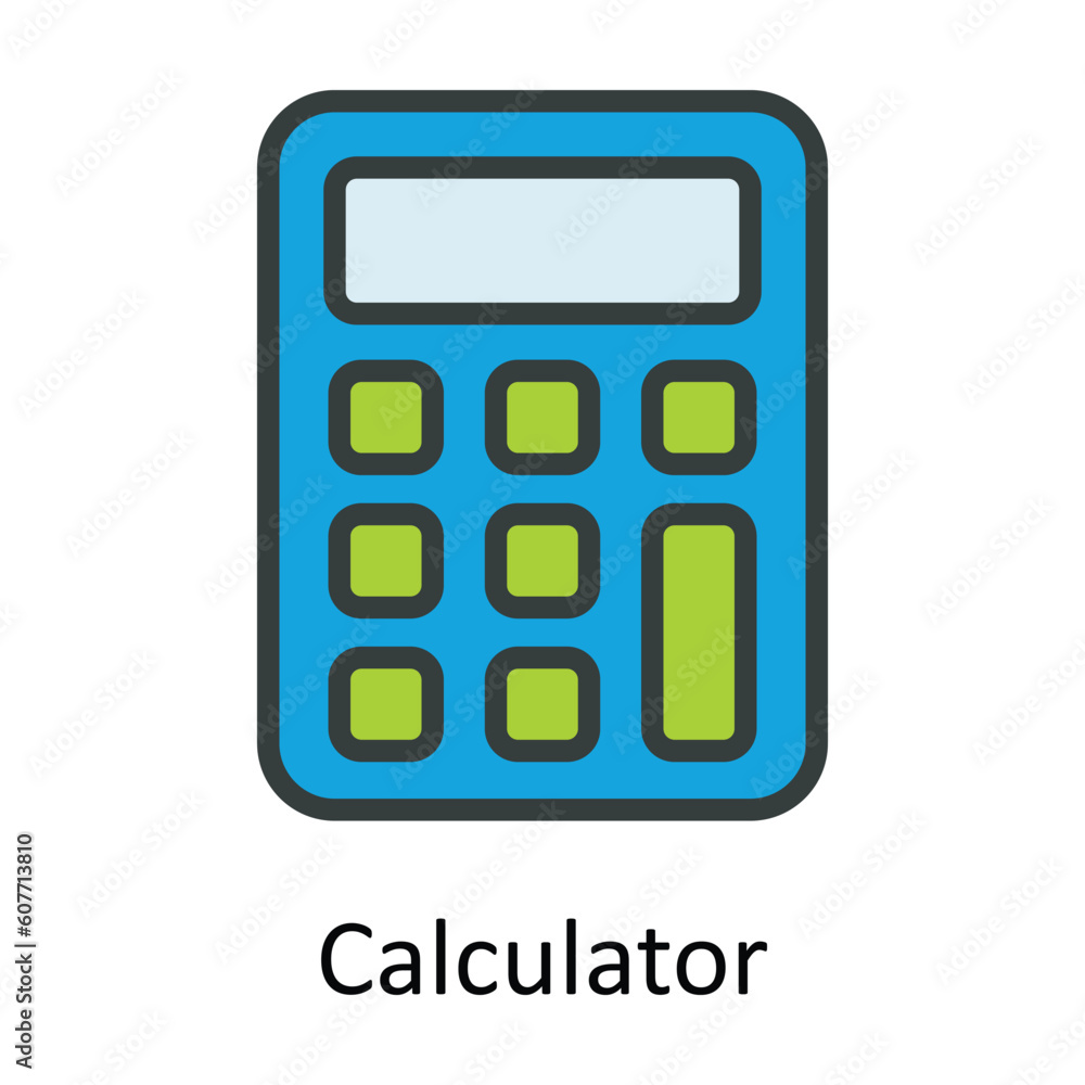 Poster calculator vector fill outline icon design illustration. user interface symbol on white background e