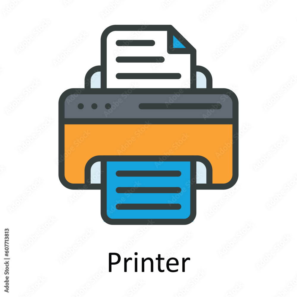 Poster printer vector fill outline icon design illustration. user interface symbol on white background eps 