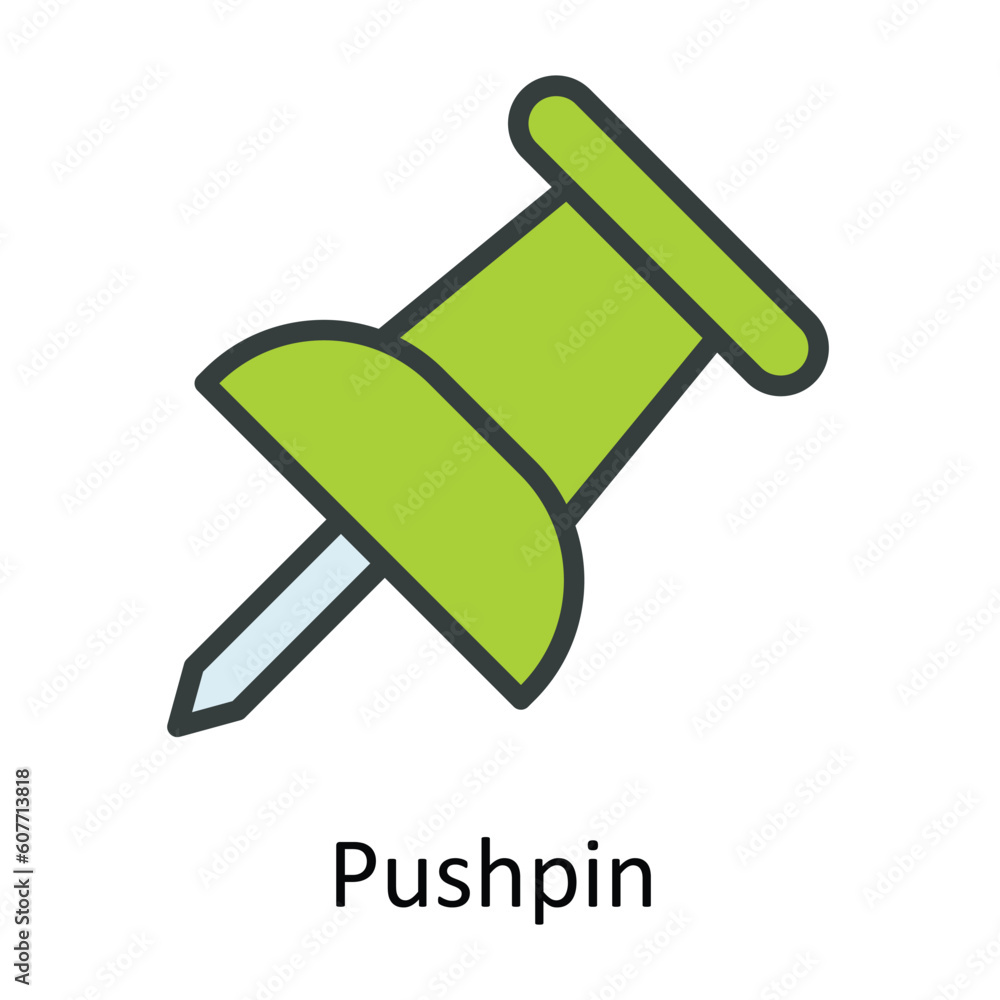 Aufkleber pushpin vector fill outline icon design illustration. user interface symbol on white background eps 