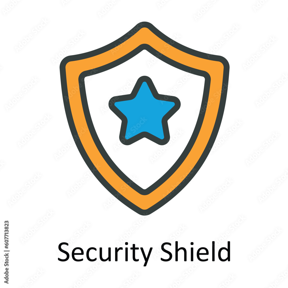Poster security shield vector fill outline icon design illustration. user interface symbol on white backgro