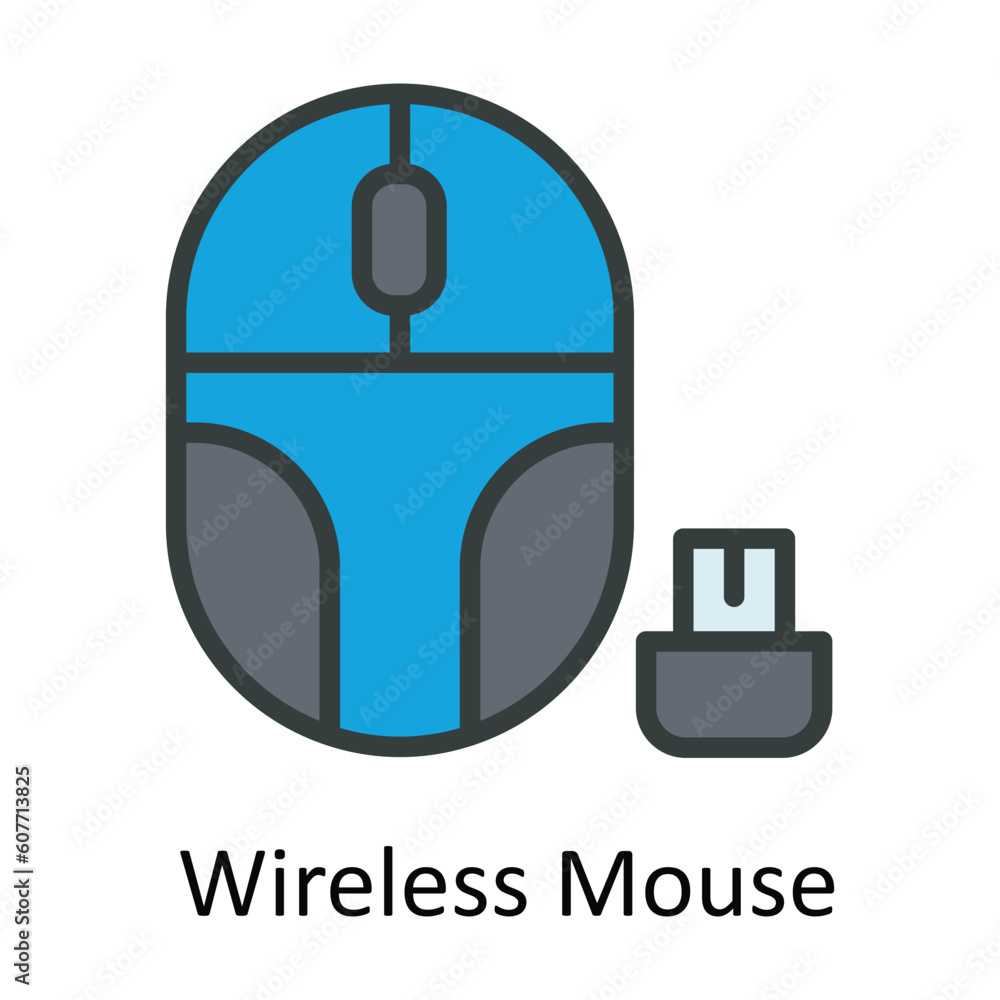 Poster wireless mouse vector fill outline icon design illustration. user interface symbol on white backgrou