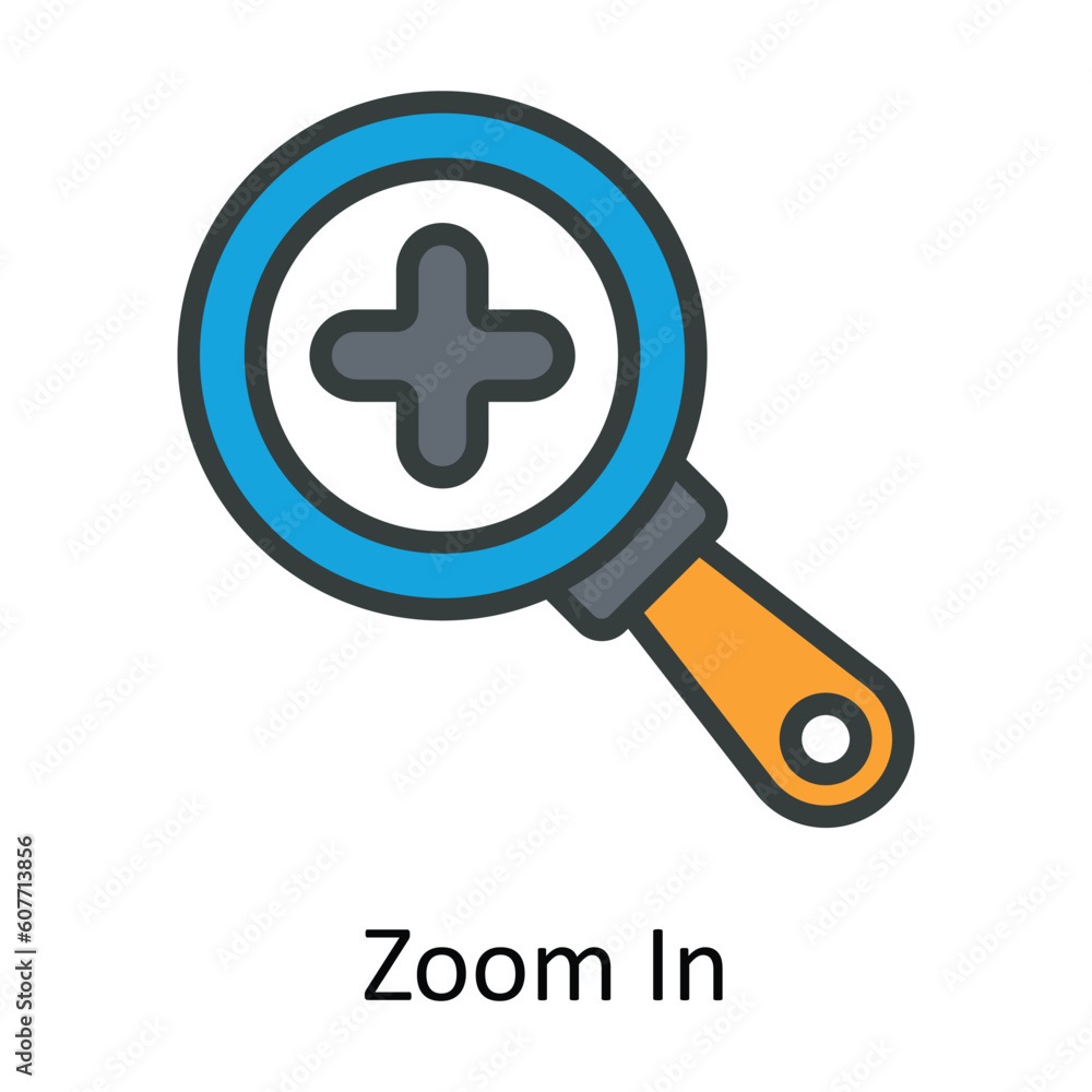 Poster zoom in vector fill outline icon design illustration. user interface symbol on white background eps 