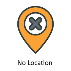 Obraz premium No Location Vector Fill outline Icon Design illustration. User interface Symbol on White background EPS 10 File