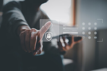 Cyber security concept. user privacy data information security encryption, protect business and...
