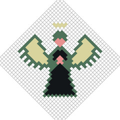 Angel. 8 bit pixel art. Isolated vector illustration.
