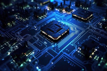 Obraz premium Fantastic CPU of the future background. Generative AI