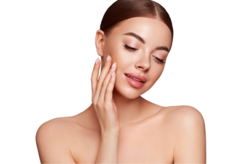 Portrait beautiful young woman with clean fresh skin. Model with healthy skin, close up portrait. Cosmetology, beauty and spa