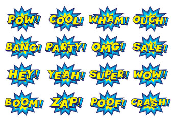 コミック風の擬音語や感嘆符を表現した英文素材