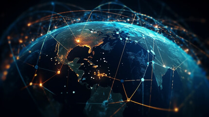 Obraz premium Global network connection. Generative Ai