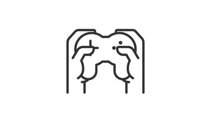 Video game devices icons animation. Animated line online gaming. Gamer hands. Having fun. Entertainment industry. Loop HD video with alpha channel, transparent background. Outline motion graphic