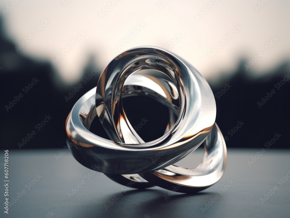 Aufkleber a metal object on a table with a blurry background. generative ai image.