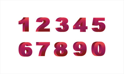 Set of 3D red numbers. isolated on white background, 3d illustration.