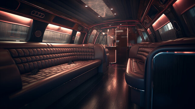 Interior of limousine. Generative Ai