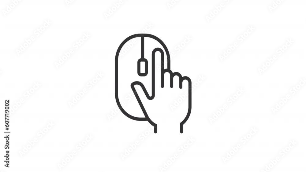 Poster finger tap icons animation. animated line hand touching device. using technology. user interaction. 