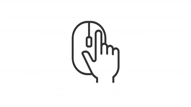 Finger tap icons animation. Animated line hand touching device. Using technology. User interaction. Hand gesture. Loop HD video with alpha channel, transparent background. Outline motion graphic
