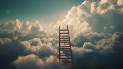 Clouds and ladder. Business and career. Growth. Generative Ai