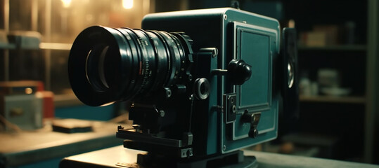 Fototapeta na wymiar Professional movie camera. Generative Ai