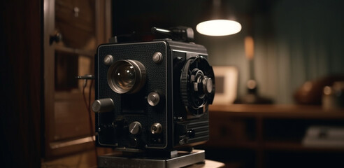 Professional movie camera. Generative Ai - obrazy, fototapety, plakaty