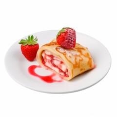 Delicious pancake with strawberries, Generative ai
