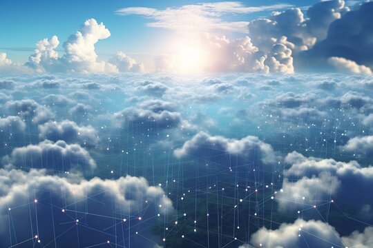fluffy, cloud, sky, network, dot, internet, technology, communication, weather, atmosphere