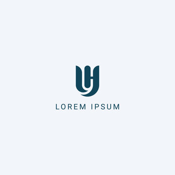 Abstract letter UH HU monogram logo vector template. Initial based minimal flat icon vector.