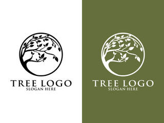 Tree Logo vector, Circle Tree Logo design template