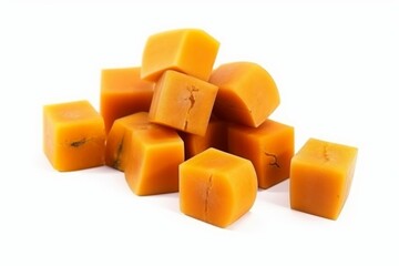 Pumpkin cubes isolated on white background, Generative ai