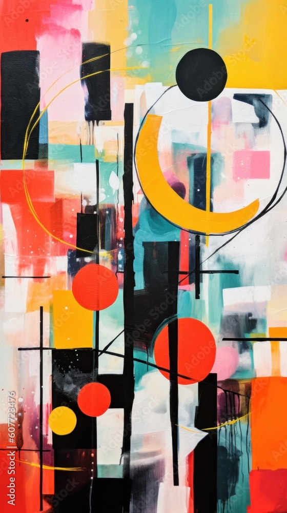 Poster a painting with a lot of different colors on it. generative ai image.