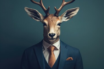 Serious mammal animal dressed in elegant clothing representing a politician or businessman. Generative AI