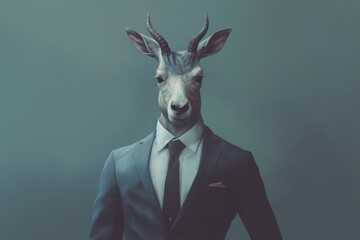 Serious mammal animal dressed in elegant clothing representing a politician or businessman. Generative AI