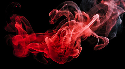 黒背景に赤い煙の背景　Generative AI	 - obrazy, fototapety, plakaty