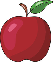 Red Delicious Organic Apple Sticker Illustration Graphic Element Art Card